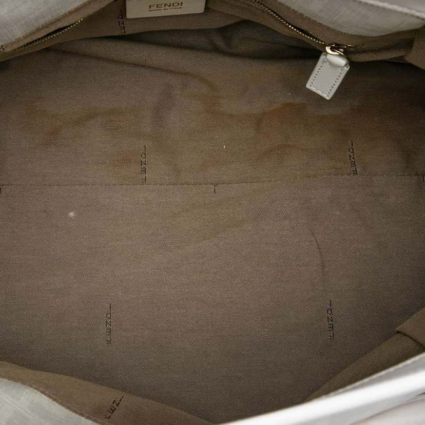 Fendi Large Zucca Coated Canvas Chef Shoulder Bag White Canvas Very good condition - Model View