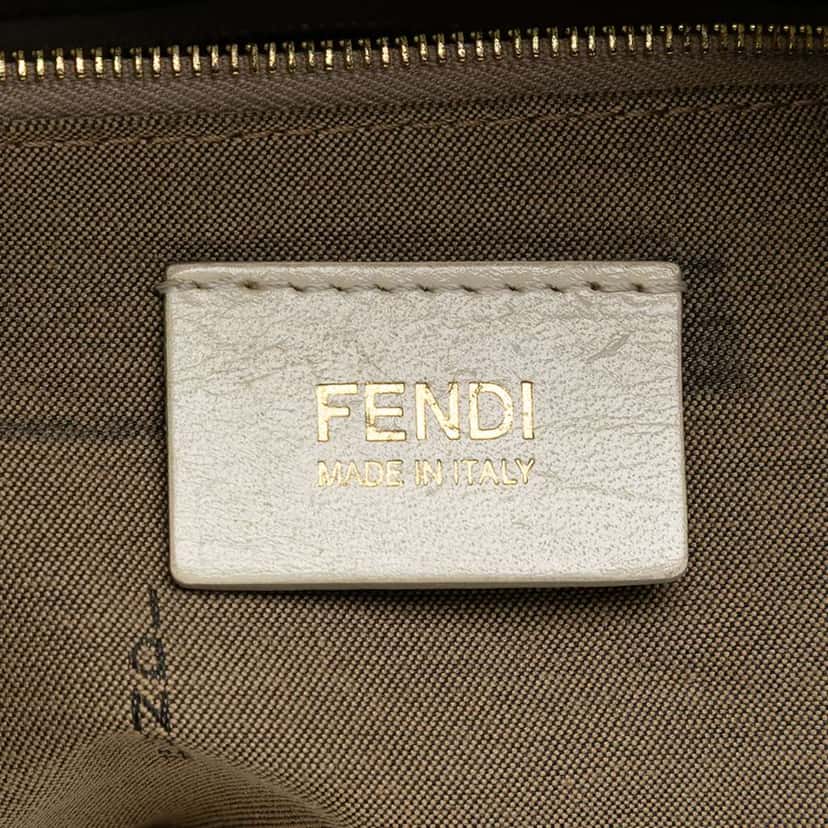 Fendi Large Zucca Coated Canvas Chef Shoulder Bag White Canvas Very good condition - Box View