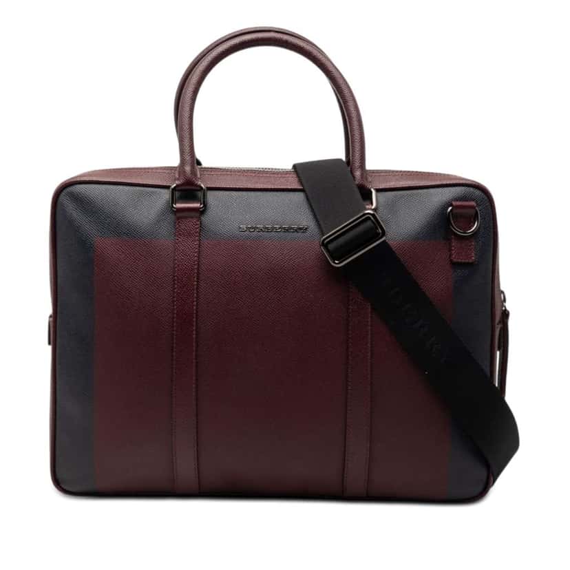 Burberry Bicolor Leather Newburg Business Bag Red Leather Very good condition - Front View