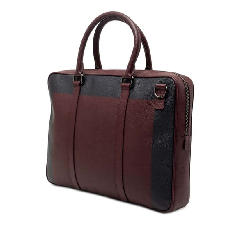 Burberry Bicolor Leather Newburg Business Bag Red Leather Very good condition - Back View