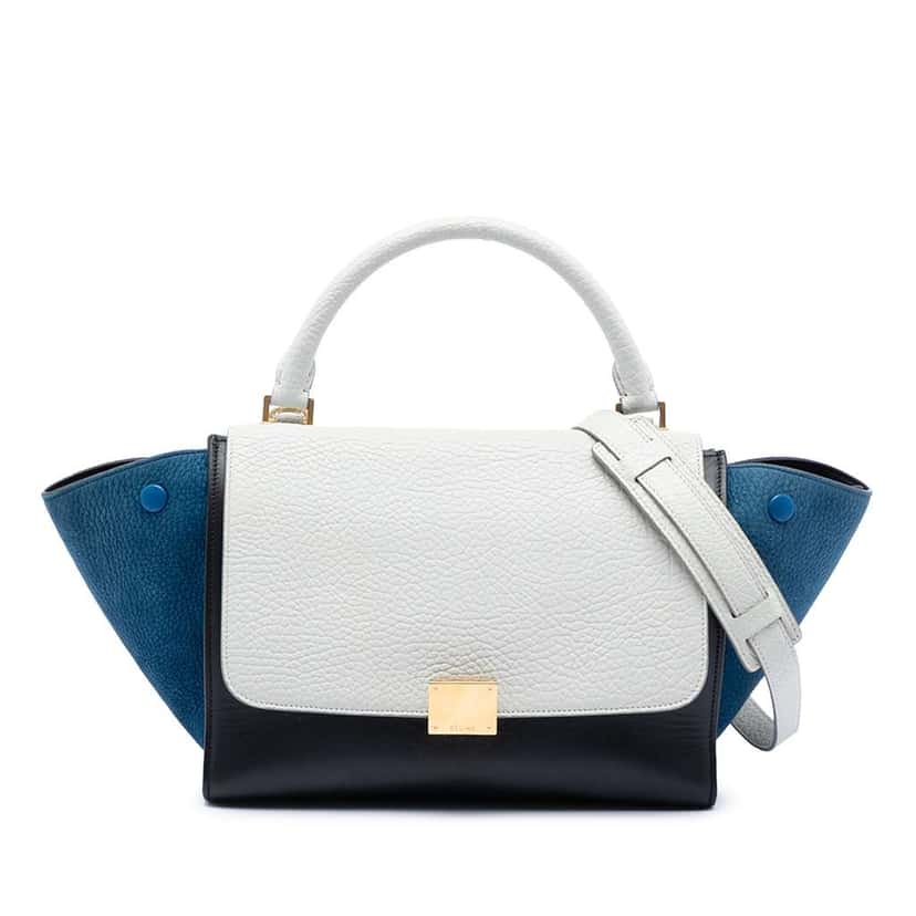 Celine Small Tricolor Leather Trapeze Satchel Black Leather Very good condition - Front View