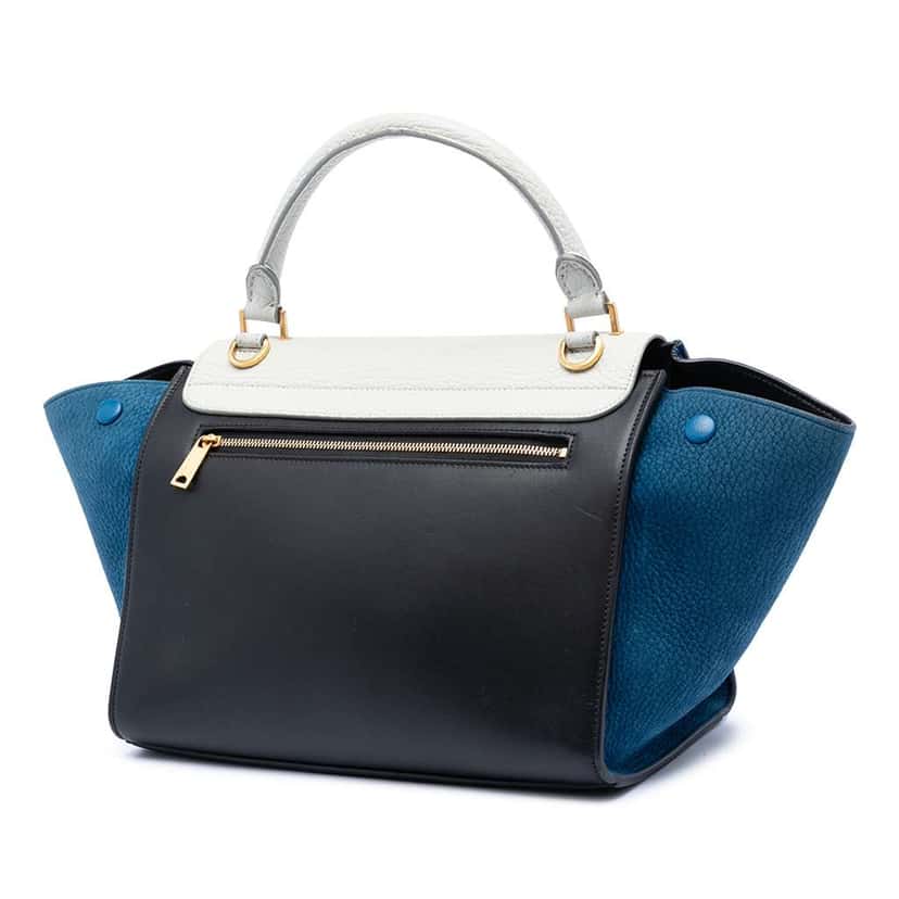 Celine Small Tricolor Leather Trapeze Satchel Black Leather Very good condition - Back View