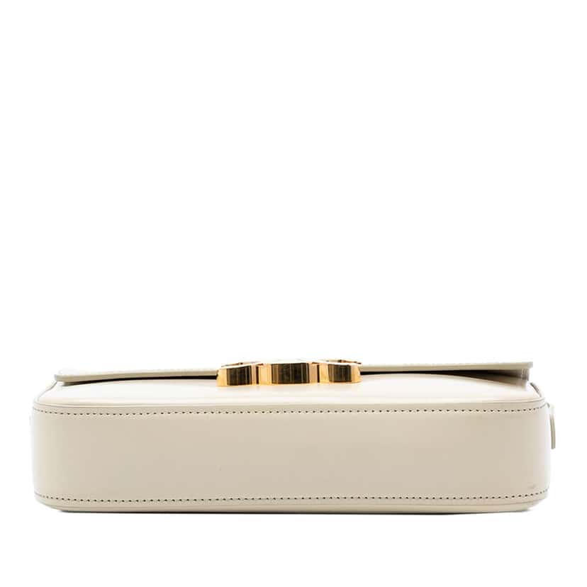 Celine Shiny Calfskin Triomphe Claude Shoulder Bag Brown Leather Very good condition - Inside View