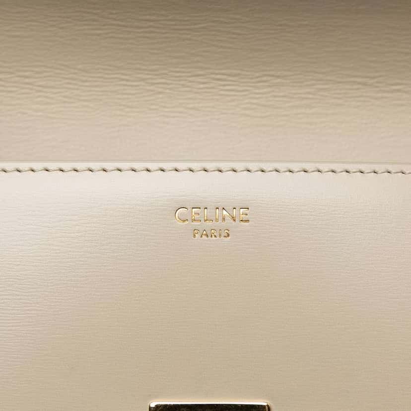 Celine Shiny Calfskin Triomphe Claude Shoulder Bag Brown Leather Very good condition - Box View