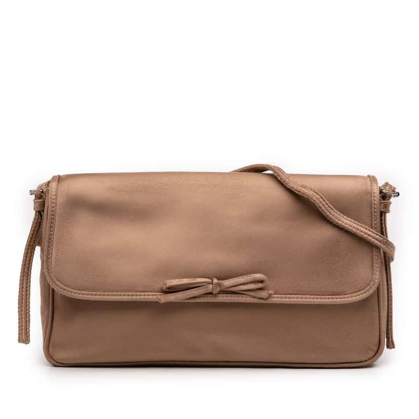 Balenciaga Distressed Satin Leopolda Pochette Brown Satin Very good condition - Front View