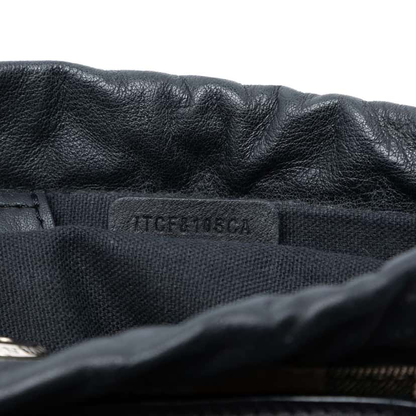 Burberry House Check Canvas and Calfskin Little Crush Crossbody Black Leather Very good condition - Box View