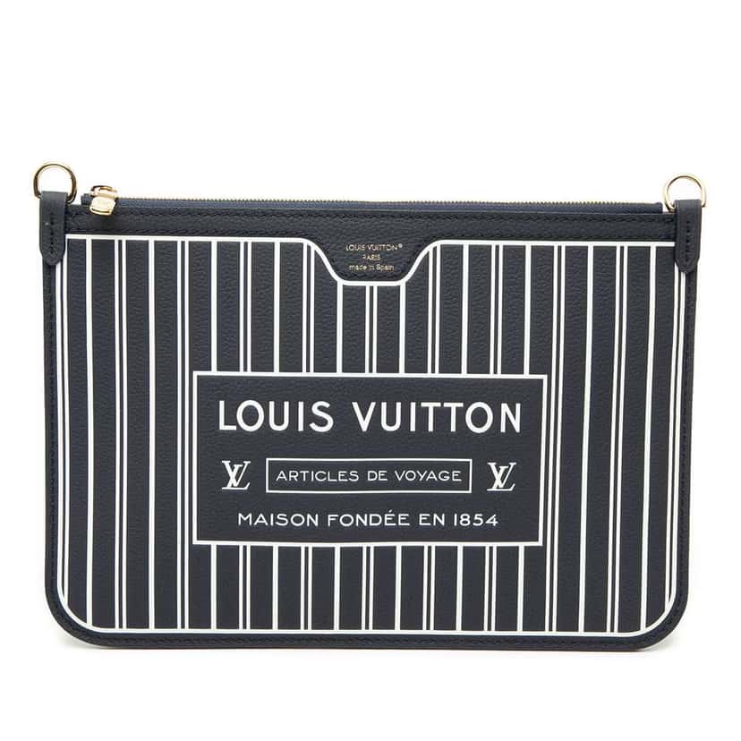 Louis Vuitton Inside Out Calfskin Neverfull MM Pouch Black Leather Very good condition - Front View