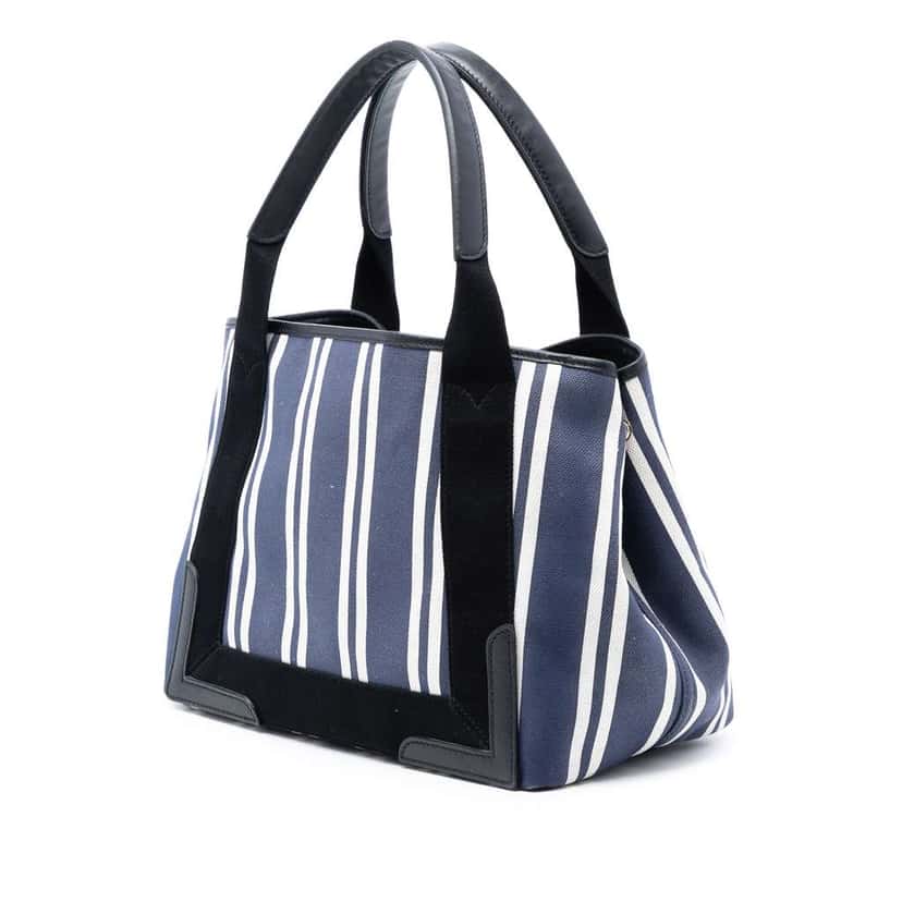Balenciaga Canvas Striped Navy Cabas S Blue Canvas Very good condition - Back View