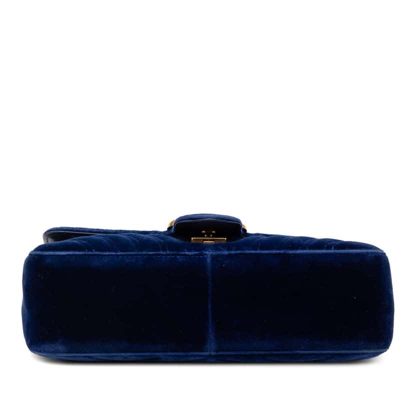 Gucci Medium GG Marmont Matelasse Velvet Shoulder Bag Blue Velvet Very good condition - Inside View