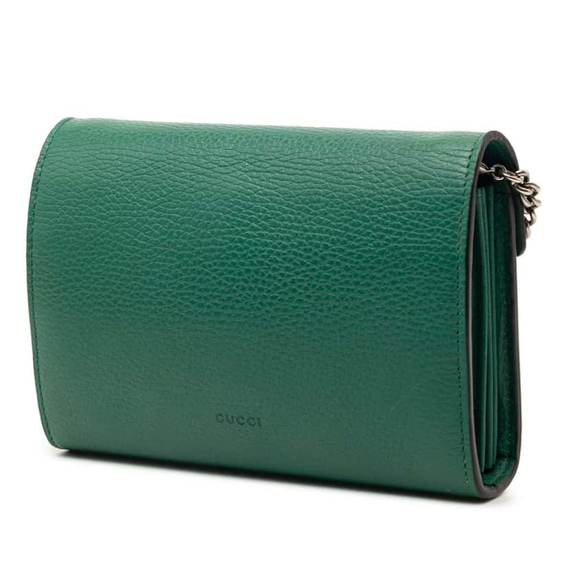 Gucci Leather Dionysus Wallet on Chain Green Leather Very good condition - Back View