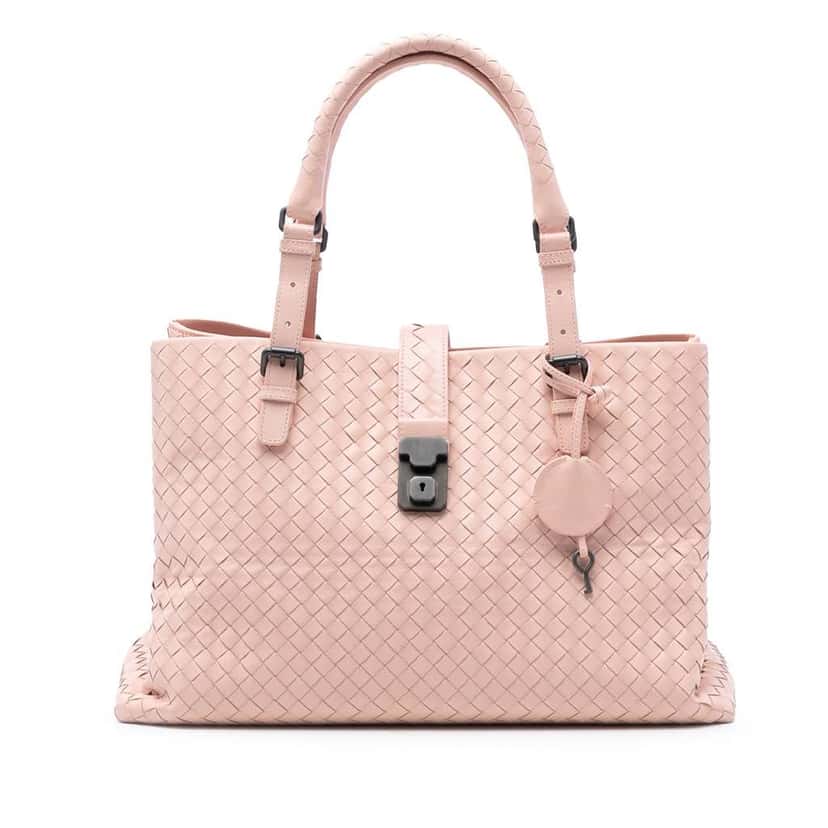 Bottega Veneta Medium Nappa Intrecciato Roma Tote Pink Leather Very good condition - Front View