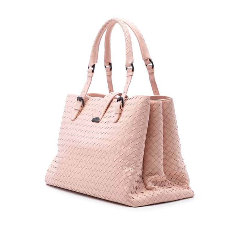 Bottega Veneta Medium Nappa Intrecciato Roma Tote Pink Leather Very good condition - Back View