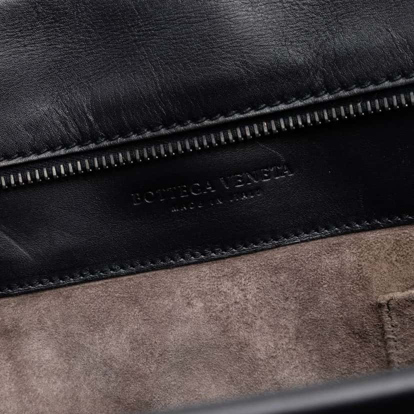 Bottega Veneta Intrecciato Trimmed Leather Ducale Top Handle Bag Black Leather Very good condition - Box View