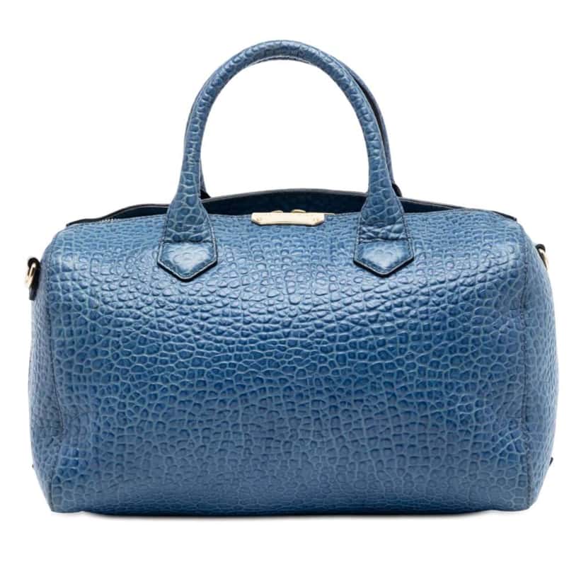 Burberry Medium Grained Calfskin Alchester Satchel Blue Leather Very good condition - Front View