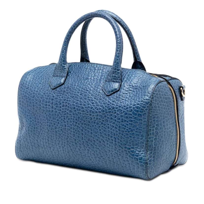 Burberry Medium Grained Calfskin Alchester Satchel Blue Leather Very good condition - Back View