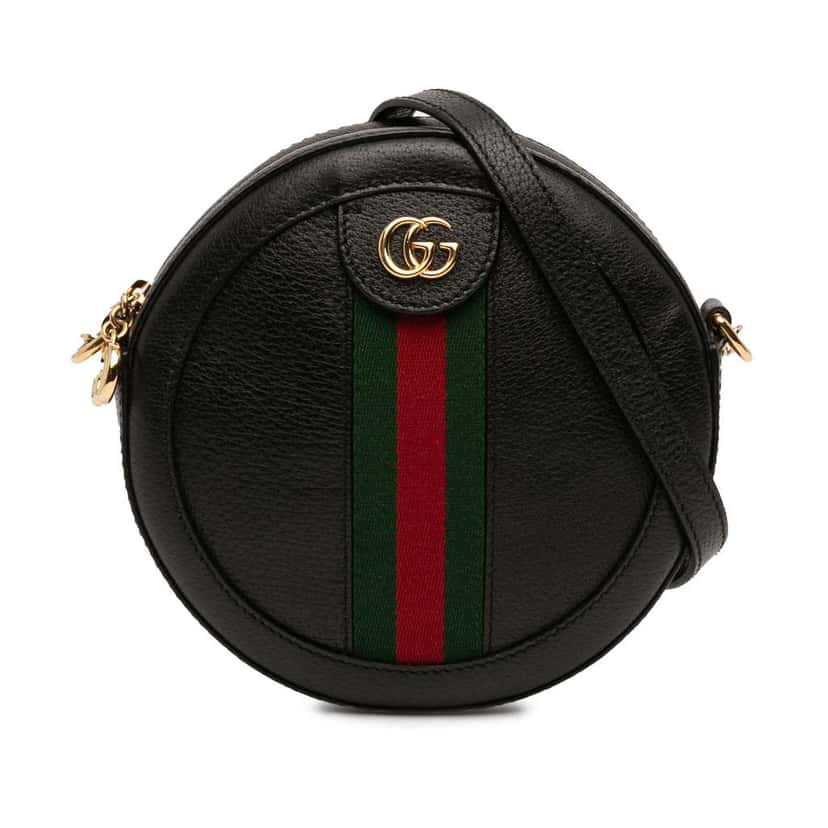 Gucci Mini Leather Ophidia Round Crossbody Black Leather Very good condition - Front View