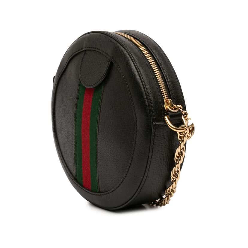 Gucci Mini Leather Ophidia Round Crossbody Black Leather Very good condition - Back View