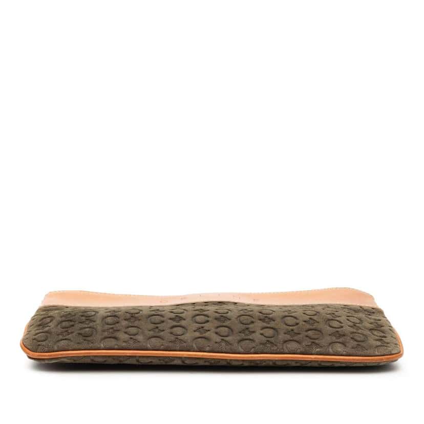 Celine C Macadam Suede Clutch On Chain Brown Leather Very good condition - Inside View