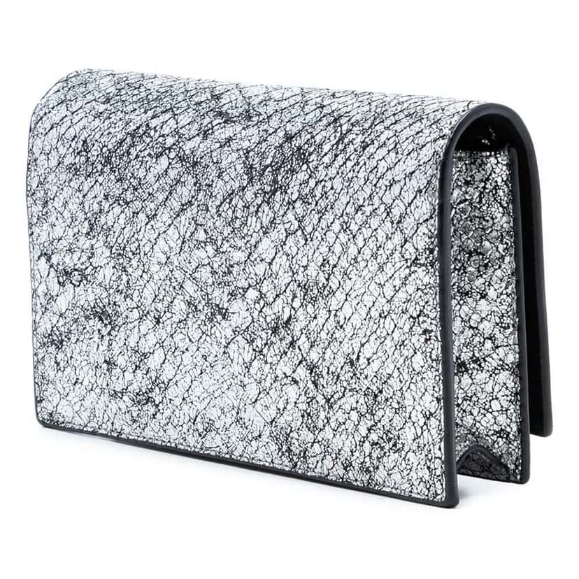 Saint Laurent Python Embossed Metallic Leather Classic Monogram Kate Tassel Wallet on Chain Silver Leather Very good condition - Back View