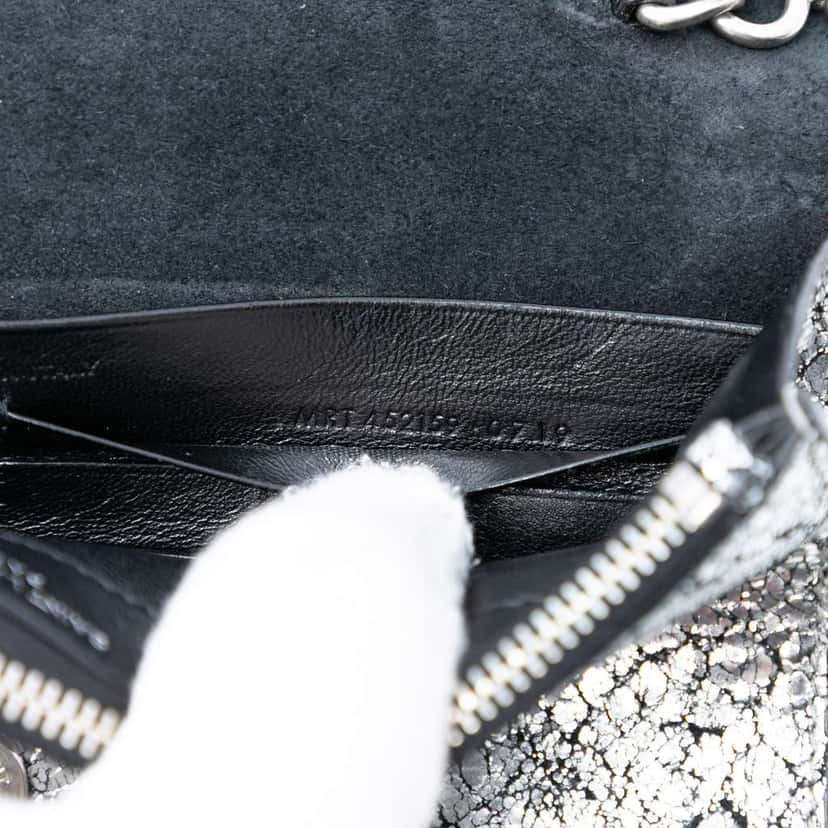 Saint Laurent Python Embossed Metallic Leather Classic Monogram Kate Tassel Wallet on Chain Silver Leather Very good condition - Box View