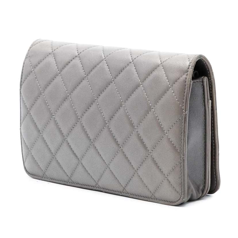 Chanel CC Quilted Lambskin Full Flap Wallet on Chain Brown Leather Very good condition - Back View