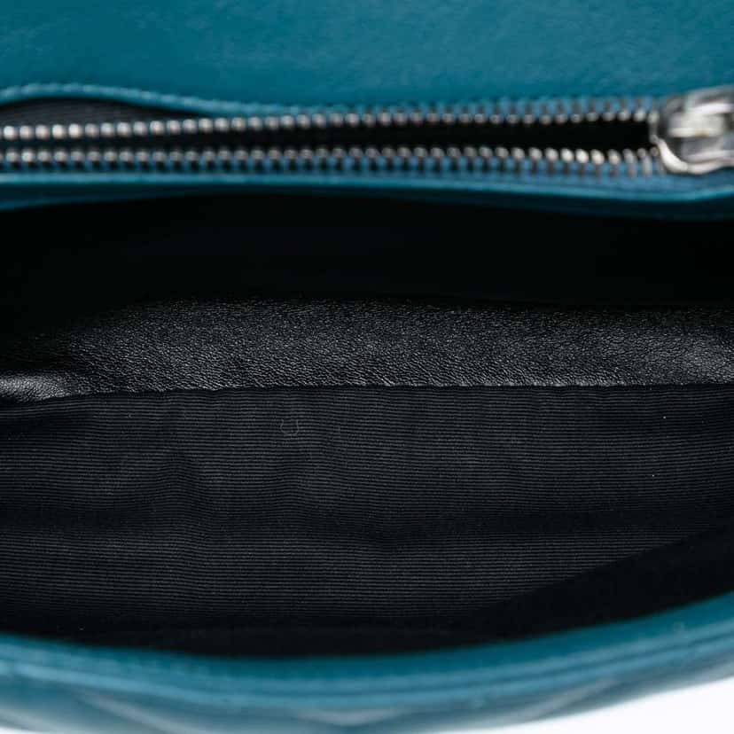 Saint Laurent Medium Quilted Chevron Sheepskin College Satchel Blue Leather Very good condition - Model View