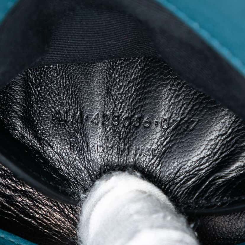 Saint Laurent Medium Quilted Chevron Sheepskin College Satchel Blue Leather Very good condition - Box View