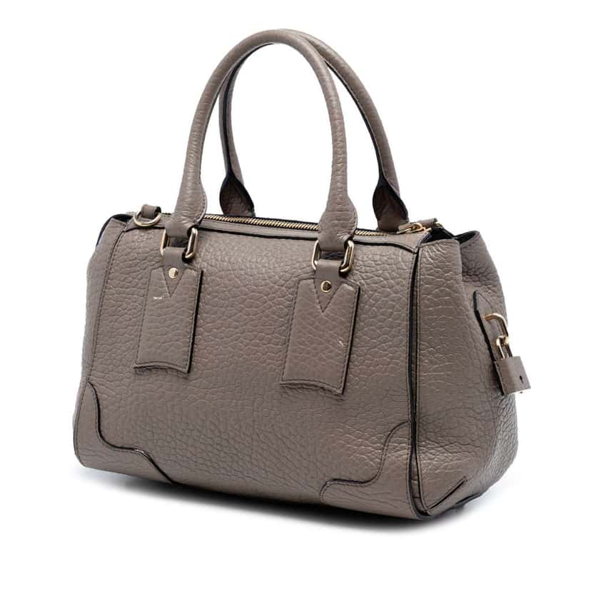Burberry Small Grained Leather Heritage Gladstone Satchel Grey Leather Very good condition - Back View
