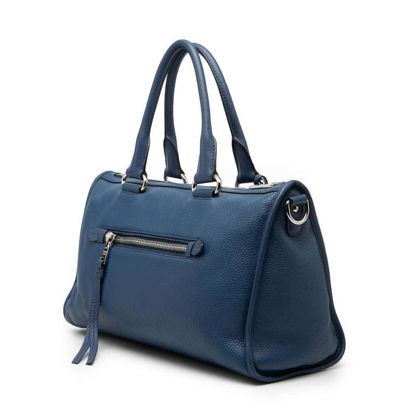 Prada Vitello Phenix Zip Top Satchel Blue Leather Very good condition - Back View