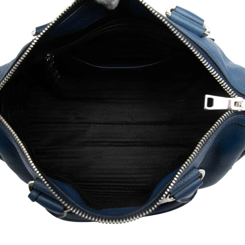 Prada Vitello Phenix Zip Top Satchel Blue Leather Very good condition - Model View