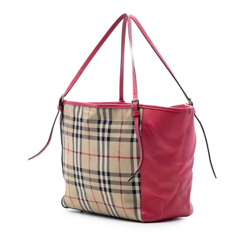 Burberry Small Haymarket Check Canvas and Leather Canterbury Tote Beige Canvas Very good condition - Back View