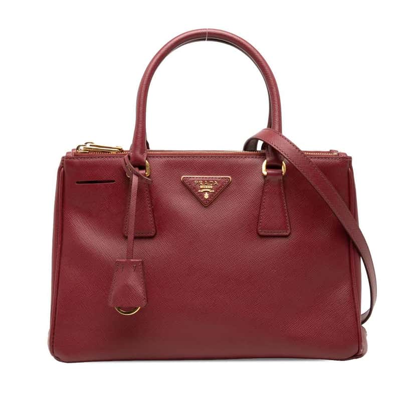 Prada Medium Saffiano Lux Galleria Double Zip Satchel Red Leather Good condition - Front View