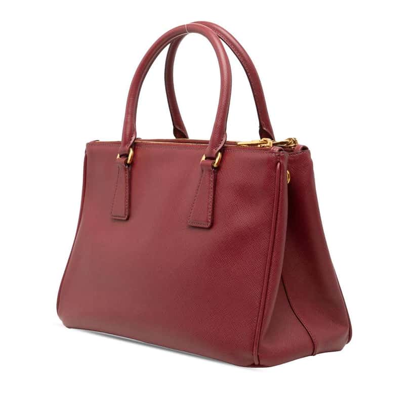 Prada Medium Saffiano Lux Galleria Double Zip Satchel Red Leather Good condition - Back View