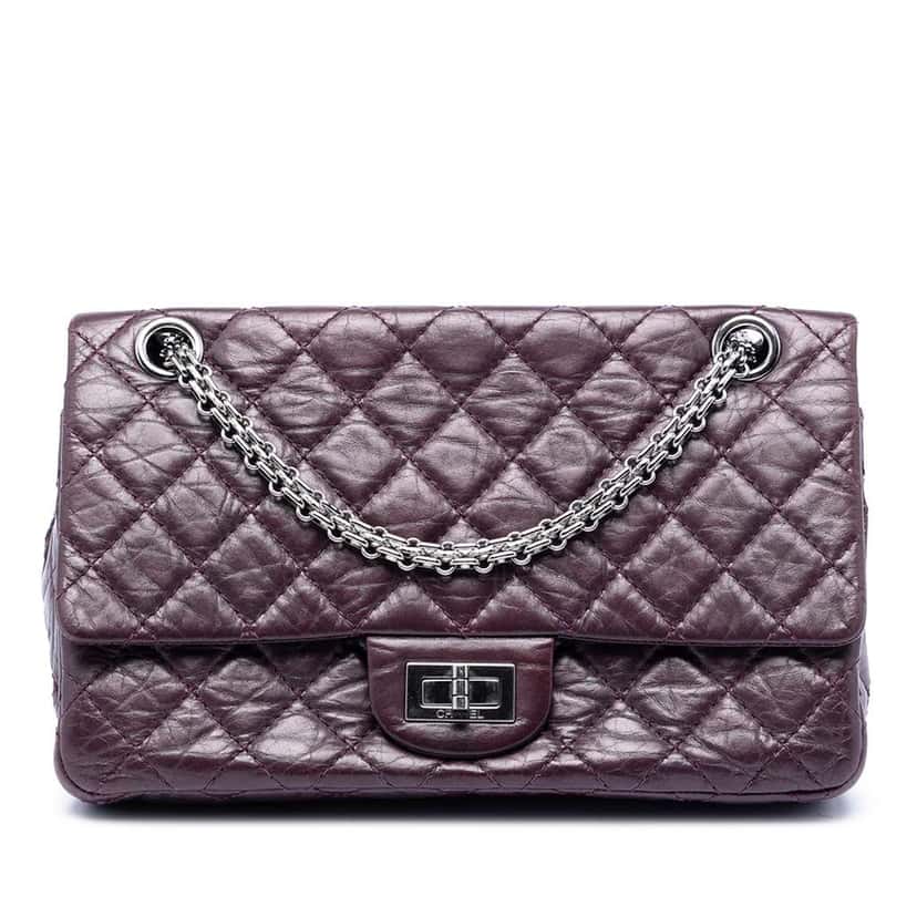 Chanel Quilted Aged Calfskin Reissue 2.55 Double Flap 225 Purple Leather Very good condition - Front View