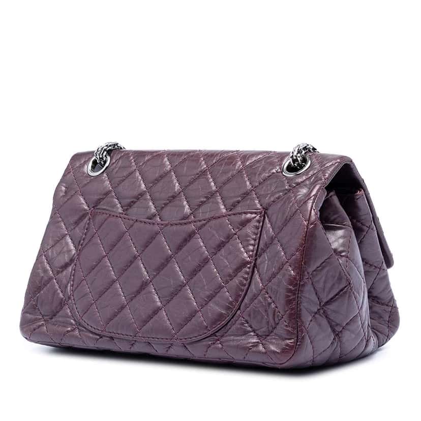 Chanel Quilted Aged Calfskin Reissue 2.55 Double Flap 225 Purple Leather Very good condition - Back View