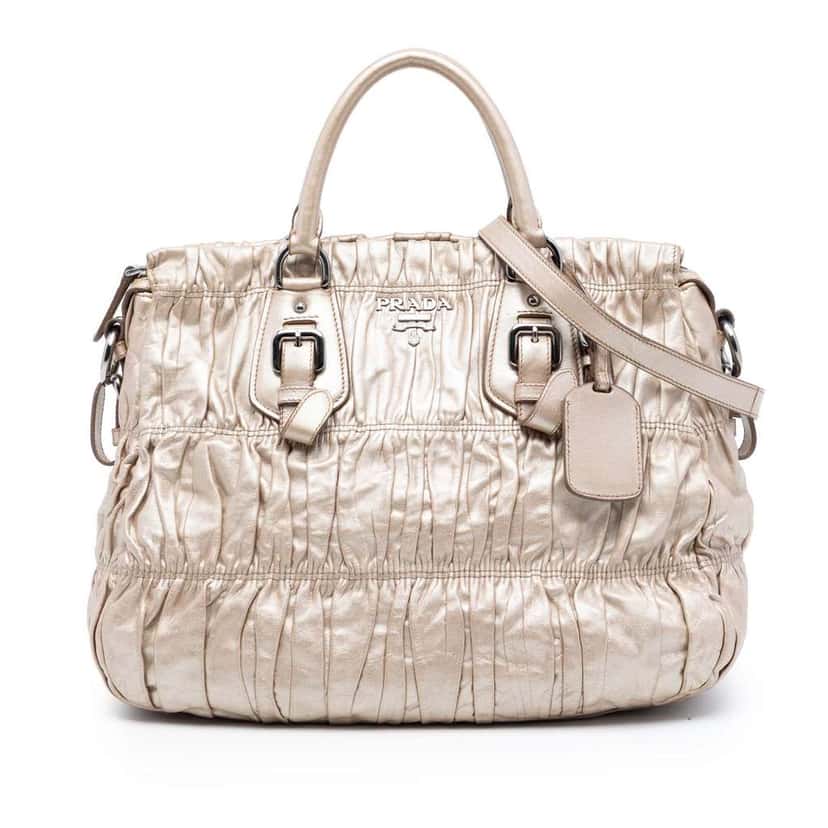 Prada Nappa Gaufre Satchel Gold Leather Very good condition - Front View