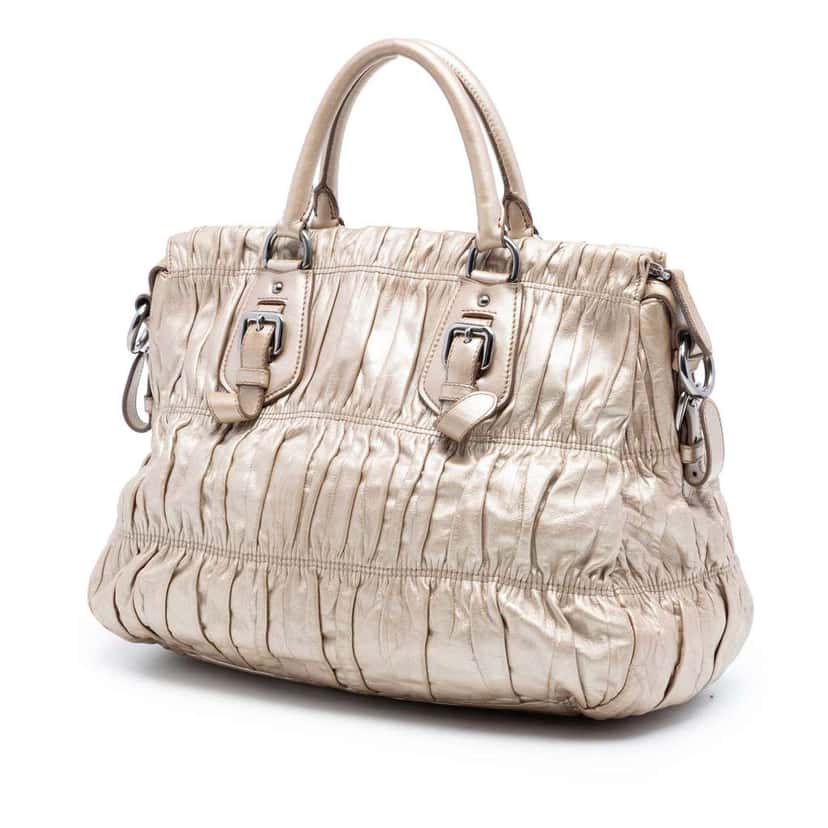 Prada Nappa Gaufre Satchel Gold Leather Very good condition - Back View