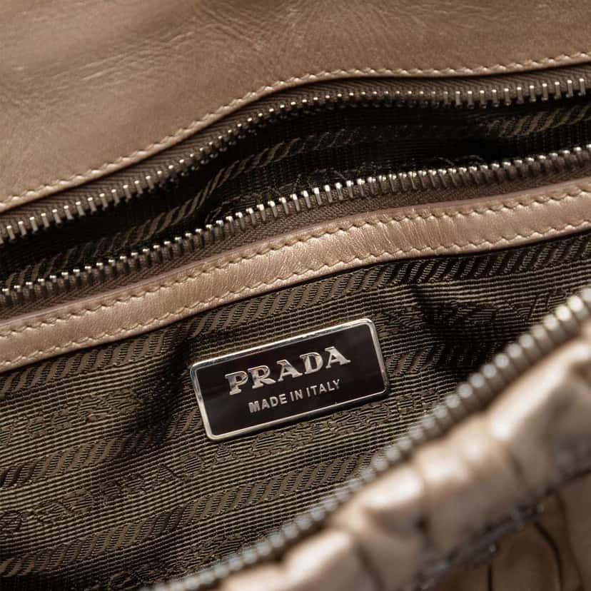 Prada Nappa Gaufre Satchel Gold Leather Very good condition - Box View