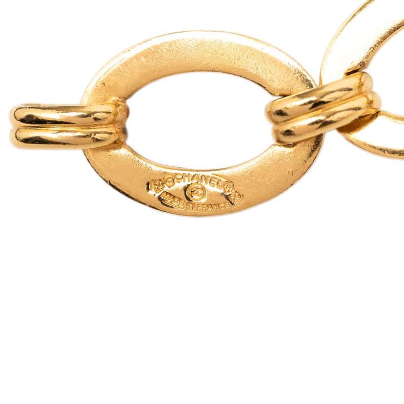 Chanel Gold Plated Clover Medallion Chain Belt Gold Metal Very good condition - Inside View