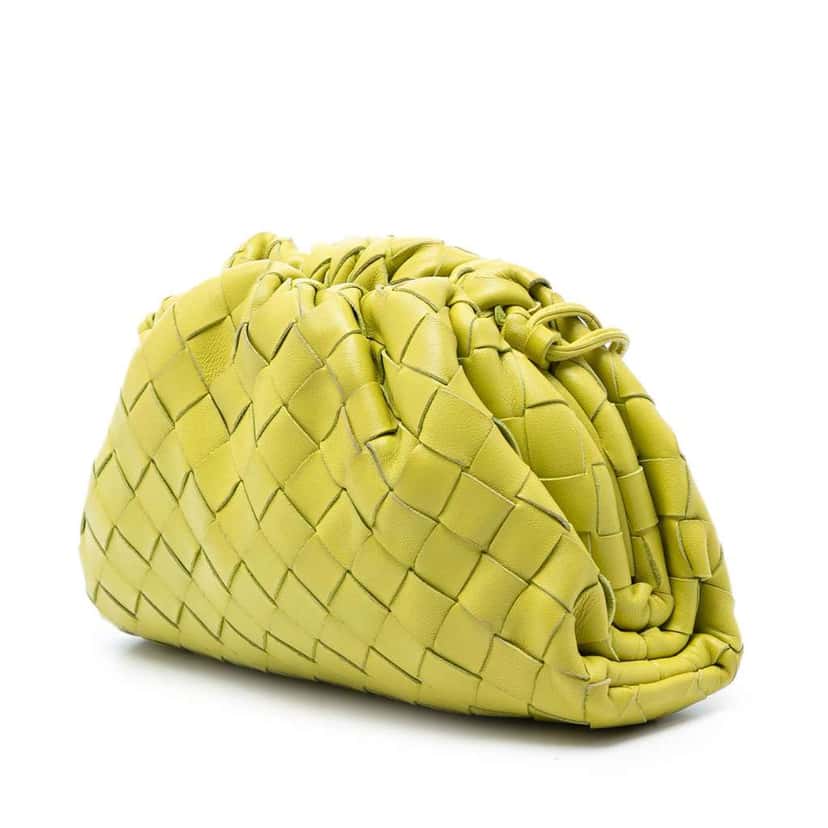 Bottega Veneta Nappa Intrecciato The Mini Pouch Crossbody Yellow Leather Very good condition - Back View