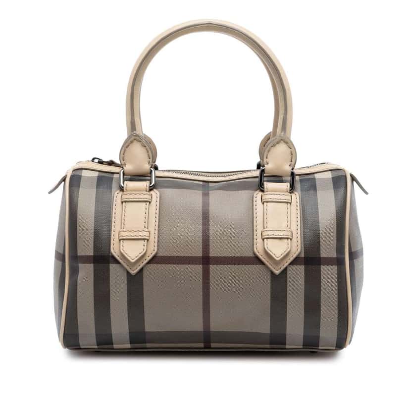 Burberry Smoke Check Coated Canvas Chester Boston Bag Brown Canvas Very good condition - Front View