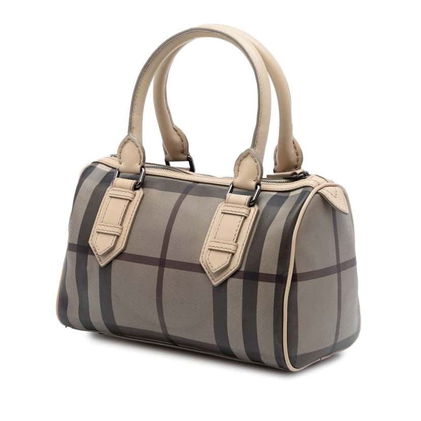 Burberry Smoke Check Coated Canvas Chester Boston Bag Brown Canvas Very good condition - Back View