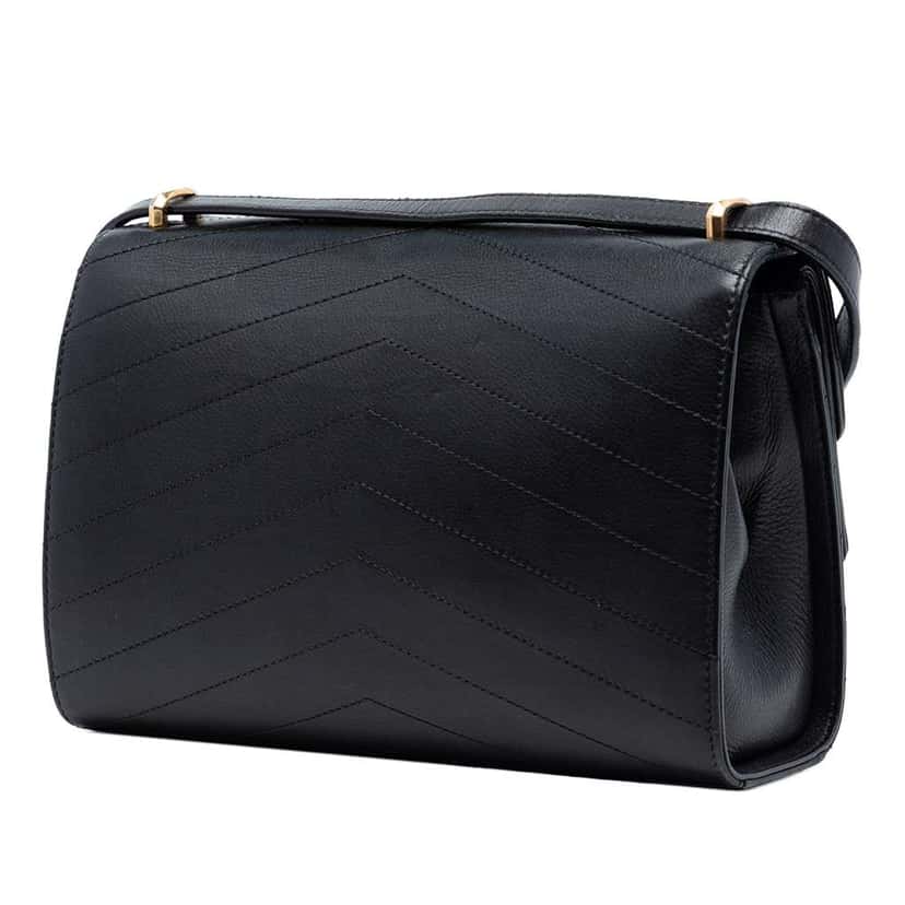 Chanel CC Chevron Calfskin Casual Trip Flap Black Leather Very good condition - Back View