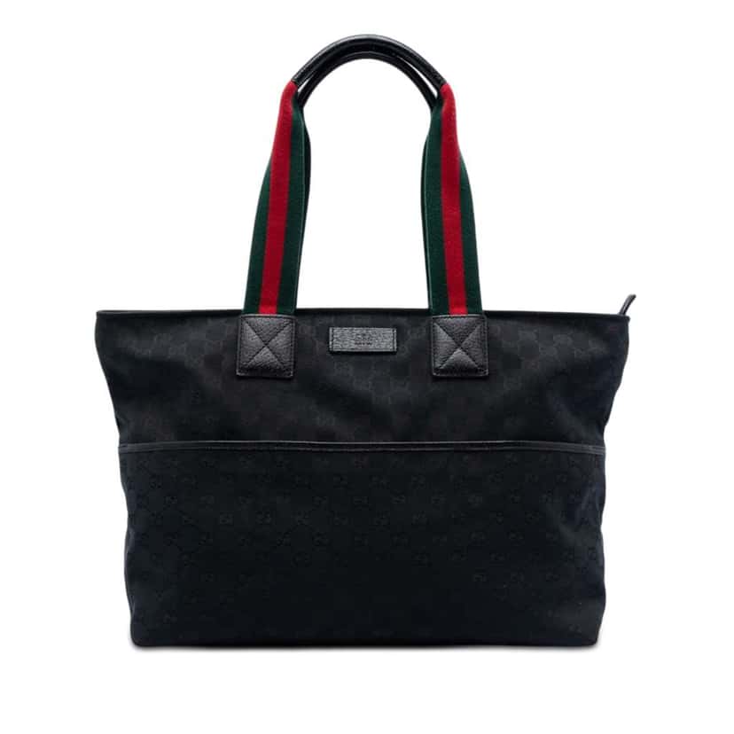 Gucci GG Canvas Web Tote Black Canvas Very good condition - Front View