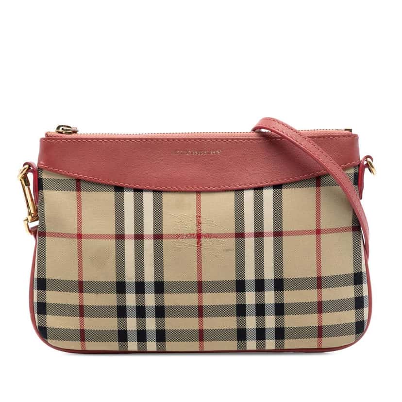 Burberry Haymarket Check Canvas Peyton Crossbody Beige Canvas Very good condition - Front View