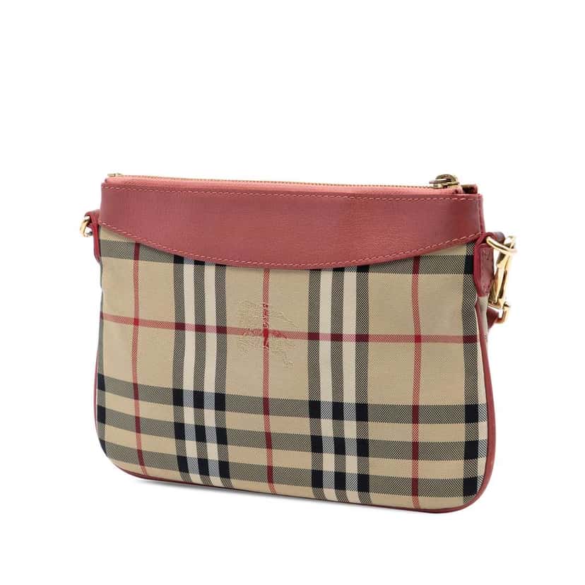 Burberry Haymarket Check Canvas Peyton Crossbody Beige Canvas Very good condition - Back View