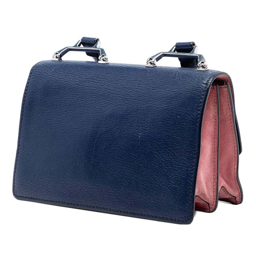 Miu Miu Goatskin Madras Miu Logo Crossbody Blue Leather Very good condition - Back View