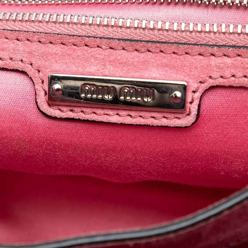 Miu Miu Goatskin Madras Miu Logo Crossbody Blue Leather Very good condition - Box View