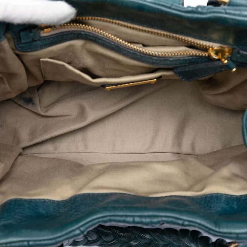 Miu Miu Matelasse Lux Lambskin Bauletto Aperto Satchel Blue Leather Very good condition - Model View