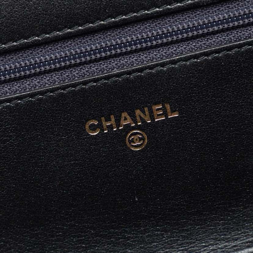 Chanel Quilted Lambskin Double Stitch Boy Wallet On Chain Black Leather Very good condition - Box View